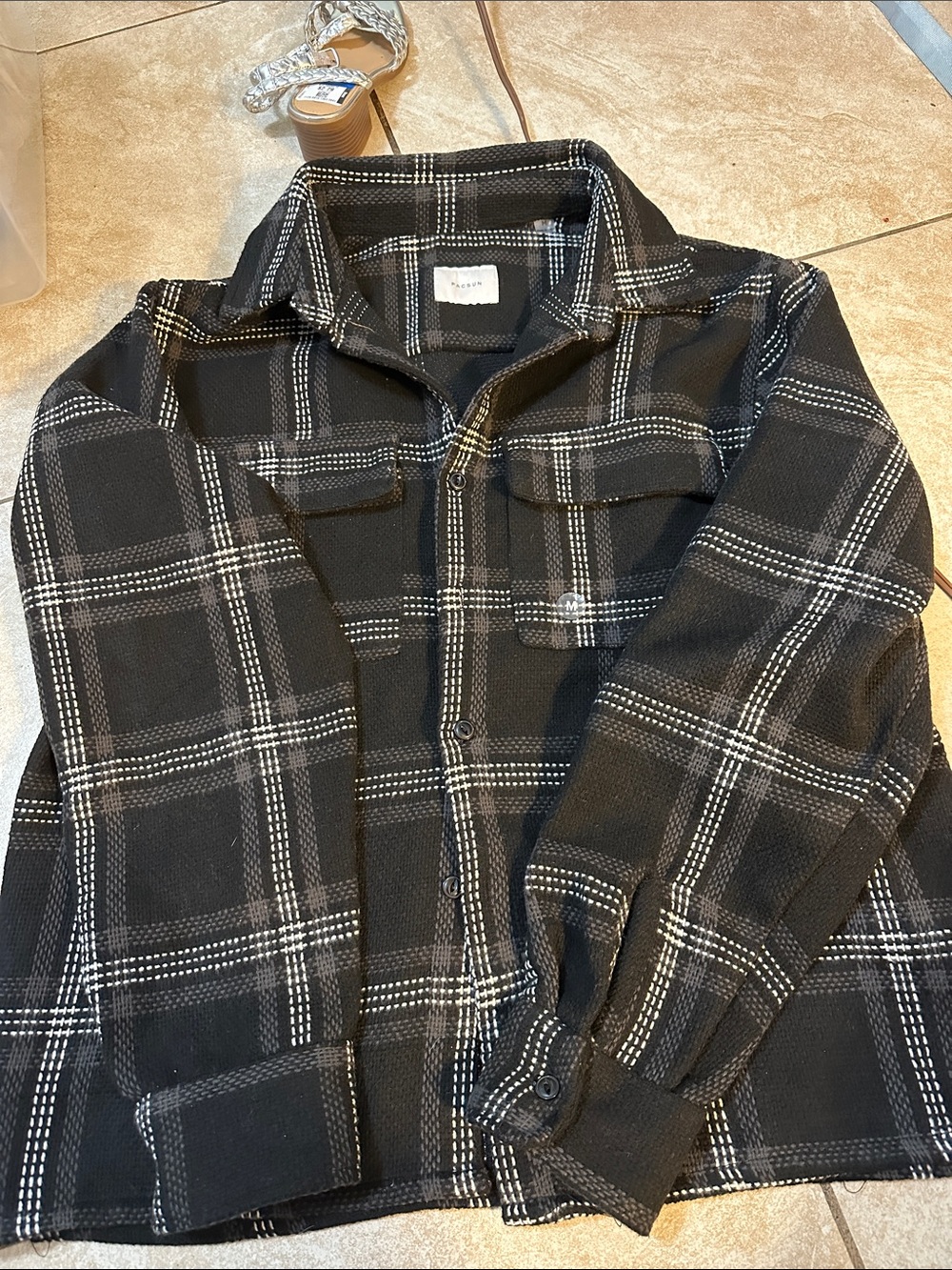 PacSun Black and White Plaid Utility Jacket